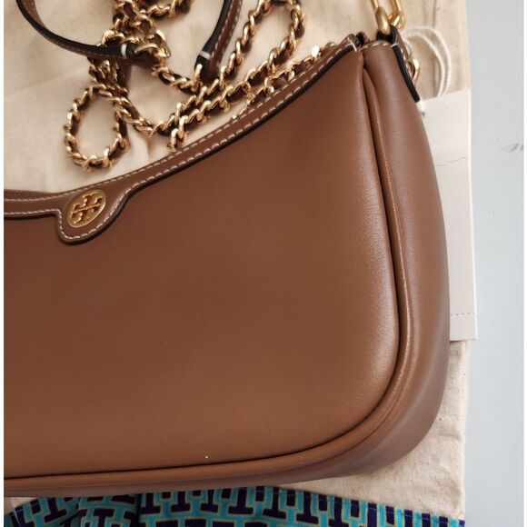 New! Tory Burch Studio Leather Shoulder Bag Crossbody in Moose - Picture 2 of 14